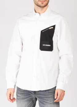 Белая рубашка Les Hommes с карманом на молнии, фото